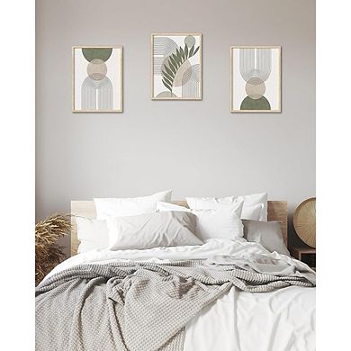 Boho Sage Green Canvas Art Set, Botanical Abstract Minimalist Unframed Prints