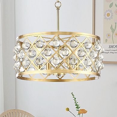 17.83 in. 4-Light Modern Glam Crystal Drum Chandelier for Dining Rooms, Kitchen Islands
