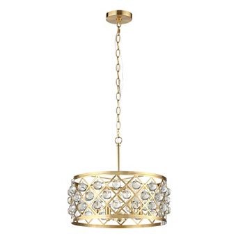 17.83 in 4-Light Modern Glam Crystal Drum Chandelier for Dining Rooms, Kitchen Islands