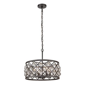 17.83 in 4-Light Modern Glam Crystal Drum Chandelier for Dining Rooms, Kitchen Islands
