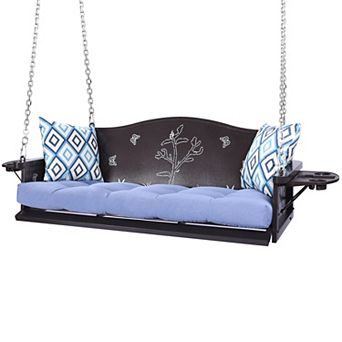 3-Seat Metal Porch Swing 900 LBS Heavy Duty Hanging Bench with Cushions and 8.9FT Chains