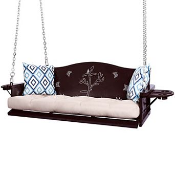 3-Seat Metal Porch Swing 900 LBS Heavy Duty Hanging Bench with Cushions and 8.9FT Chains