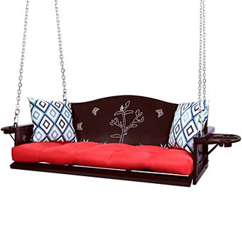 3-Seat Metal Porch Swing 900 LBS Heavy Duty Hanging Bench with Cushions and 8.9FT Chains