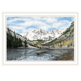 The Maroon Bells White Home Decor Framed Wall Art Print for Living Room, Bedroom
