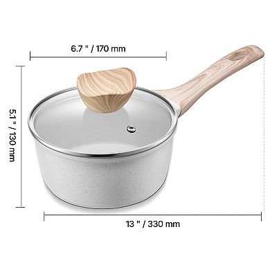 1.5 QT Nonstick Multipurpose Saucepan with Tempered Glass Lid and Stay-Cool Handle