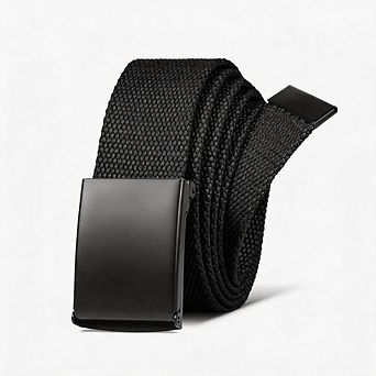 Adjustable Holeless Black Canvas Web Belt For Men Multi-Occasion Wear