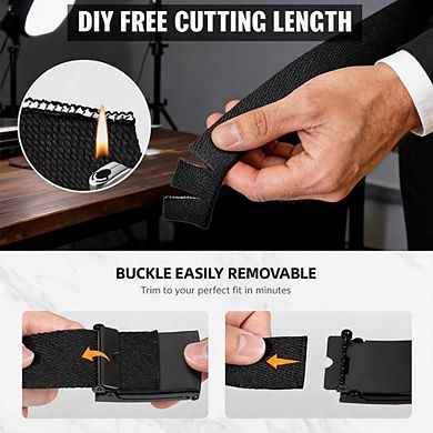 Adjustable Holeless Black Canvas Web Belt For Men Multi-Occasion Wear