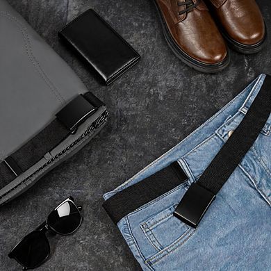 Adjustable Holeless Black Canvas Web Belt For Men Multi-Occasion Wear