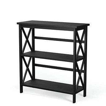 3 tier Wooden Multi-Functional X-Design Etagere Storage Bookshelf