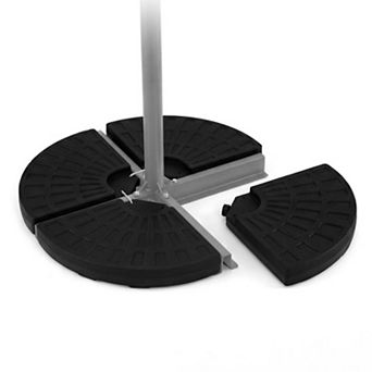 4 pc 140 LBS Heavy Duty Umbrella Base, Black Weatherproof Patio Stand with U-Locking Pins
