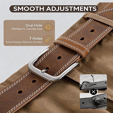 Men's 35mm Genuine Leather Belt For Casual Jeans