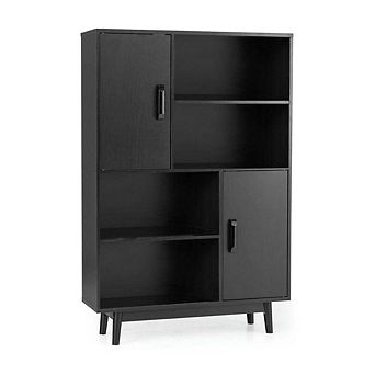 Sideboard Storage Cabinet with Door Shelf-Black, Tall Bookshelf, Book Shelves
