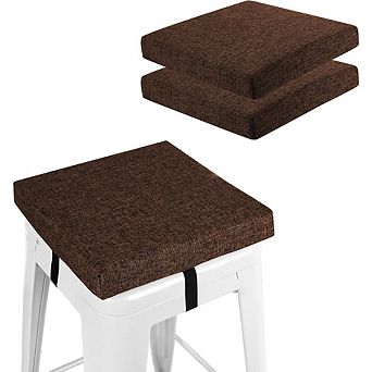 Square Bar Stool Cushions Set, Non-Slip Tied Seat Pads with Washable Cover