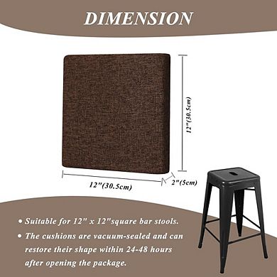 Square Bar Stool Cushions Set, Non-Slip Tied Seat Pads with Washable Cover