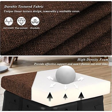 Square Bar Stool Cushions Set, Non-Slip Tied Seat Pads with Washable Cover