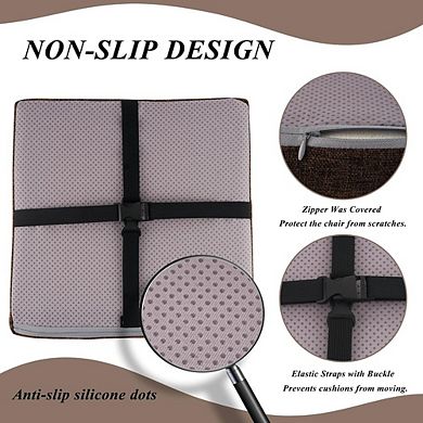 Square Bar Stool Cushions Set, Non-Slip Tied Seat Pads with Washable Cover