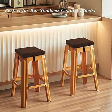 Square Bar Stool Cushions Set, Non-Slip Tied Seat Pads with Washable Cover