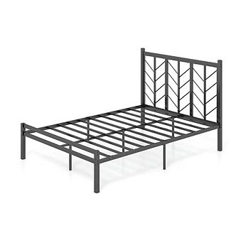 Full Size Platform Bed with Headboard and Metal Frame-Full Size, Bed Frame Full