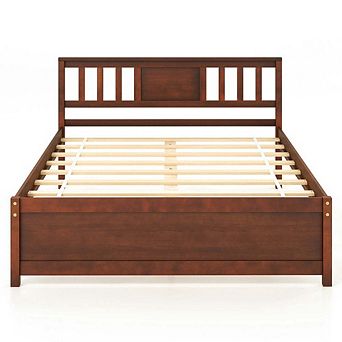 Wooden Platform Bed with Headboard and Wood Slat Support-Full Size, Bed Frame Full
