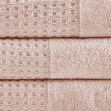 6 Piece Cotton Waffle Jacquard Antimicrobial Bath Towel Set