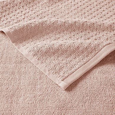 6 Piece Cotton Waffle Jacquard Antimicrobial Bath Towel Set