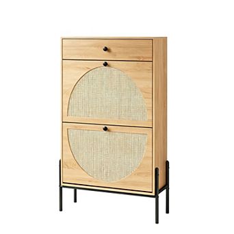 KTMBDW Shoe Storage Cabinet for Entryway with 2 Flip Drawers and Drawer