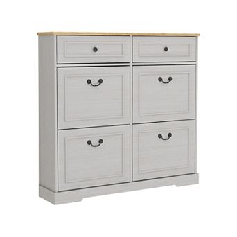 KTMBDW Shoe Storage Cabinet with 4 Flip Drawers and 2 Drawers, Freestanding Shoe Cabinet Organizer