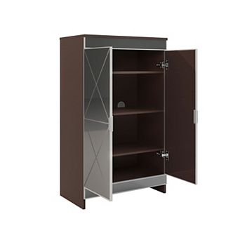 KTMBDW Shoe Cabinet with 2 Mirror Doors, Freestanding Shoe Rack Organizer for Entryway, Hallway