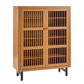 KTMBDW Shoe Cabinet with Shutter Doors, 6 tier Entryway Shoe Cabinet with Adjustable Shelves