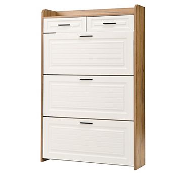 KTMBDW Shoe Cabinet with 3 Hidden Flip Drawers and 2 Storage drawers for Entryway, Hallway
