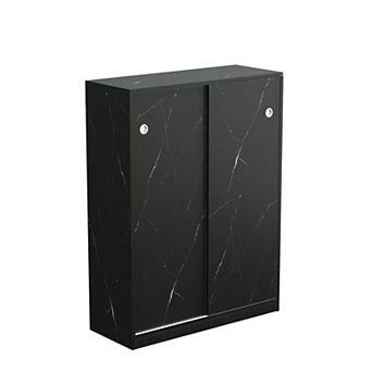 KTMBDW 6 tier Shoe Cabinet with Sliding Door, Modern Freestanding Shoe Storage Organizer for Hallway