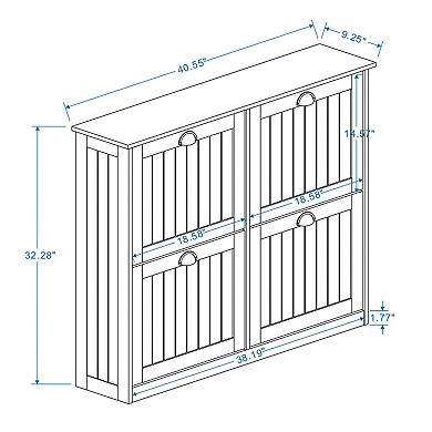 KTMBDW Shoe Storage Cabinet with 4 Flip Drawers, Freestanding Shoe Organizer with Adjustable Shelf