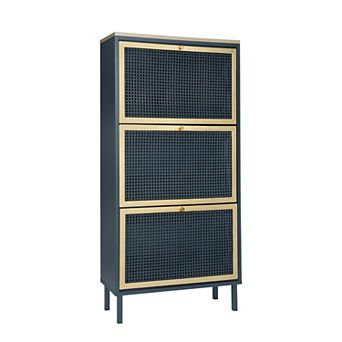 KTMBDW Shoe Cabinet with 3 Flip Drawers, Freestanding Modern Shoe Storage Cabinet