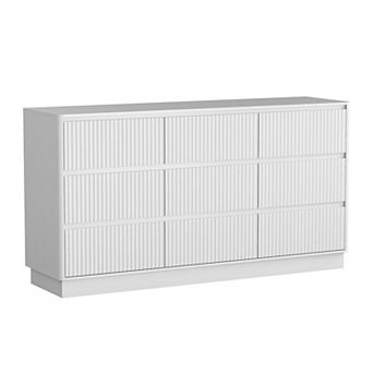 KTMBDW Dresser for Bedroom with 9 Drawers, 59" Wide Modern Chest of Drawers with No-Handle Design