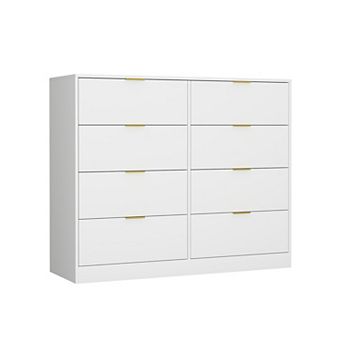 KTMBDW 8-Drawer Dresser for Bedroom, Modern Wooden Chest of Drawers with Metal Handles