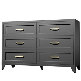 KTMBDW 6 Drawer Dresser for Bedroom, Modern Metal Storage Chest with Smooth-Glide Drawers
