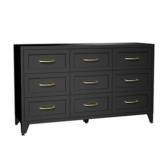 KTMBDW 9 Drawer Dresser for Bedroom, Modern Metal Storage Chest with Smooth-Glide Drawers