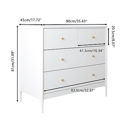 KTMBDW 4 Drawer Dresser for Bedroom, White