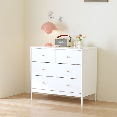 KTMBDW 4 Drawer Dresser for Bedroom, White