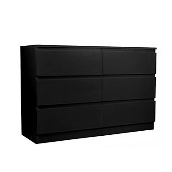 KTMBDW 6 Drawer Double Dresser, Modern Chest of Drawers with Wide Storage for Closet, Bedroom