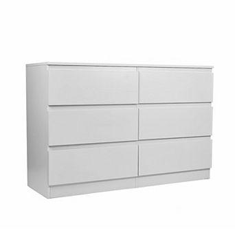 KTMBDW 6 Drawer Double Dresser, Modern Chest of Drawers with Wide Storage for Closet, Bedroom