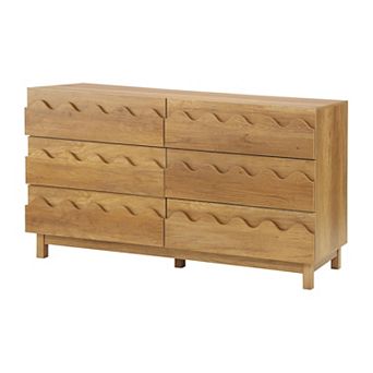 KTMBDW 6 Drawer Double Dresser, Modern Chest of Drawers with Wide Storage for Bedroom, Living Room