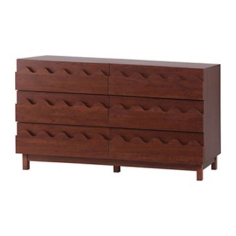 KTMBDW 6 Drawer Double Dresser, Modern Chest of Drawers with Wide Storage for Bedroom, Living Room
