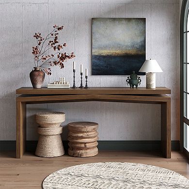 KTMBDW 65-Inch Rustic Wood Console Table, Long Entryway Sofa Table for Living Room, Hallway