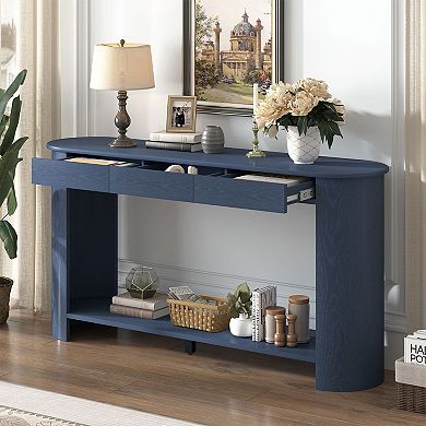 KTMBDW 59.8'' Modern Console Table with 3 Drawers and Shelf for Living Room, Hallway