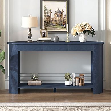 KTMBDW 59.8'' Modern Console Table with 3 Drawers and Shelf for Living Room, Hallway