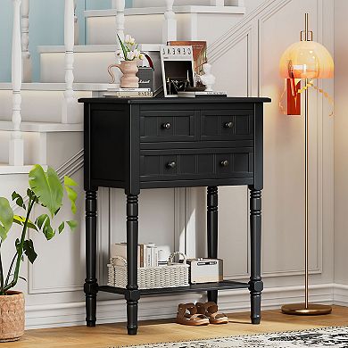 KTMBDW Console Table with 3 Drawers for Entryway, Sofa Table with Bottom Shelf for Living Room