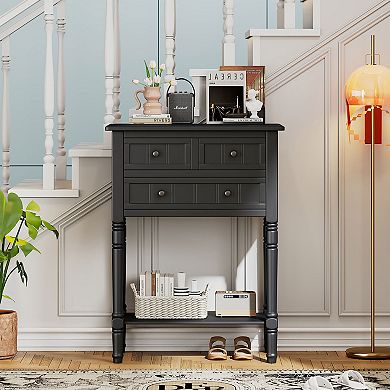 KTMBDW Console Table with 3 Drawers for Entryway, Sofa Table with Bottom Shelf for Living Room