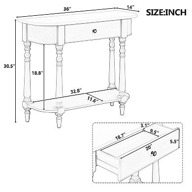 KTMBDW Narrow Console Table with Drawer and Open Shelf, Accent Sofa Table, Entryway Table