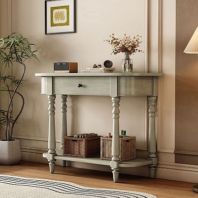 KTMBDW Narrow Console Table with Drawer and Open Shelf, Accent Sofa Table, Entryway Table